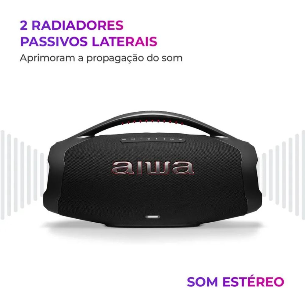 Caixa de Som Boombox Aiwa AWS-BBS-01-B Bluetooth IP66 TWS Caixa de Som Boombox Aiwa AWS-BBS-01-B Bluetooth IP66 TWS